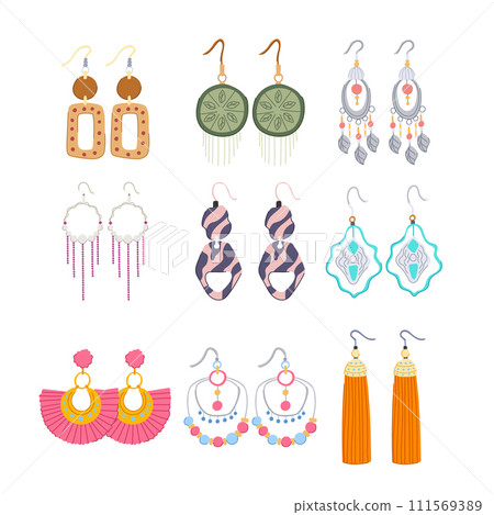 boho earrings set cartoon vector illustration boho earrings set cartoon vector illustration 111569389