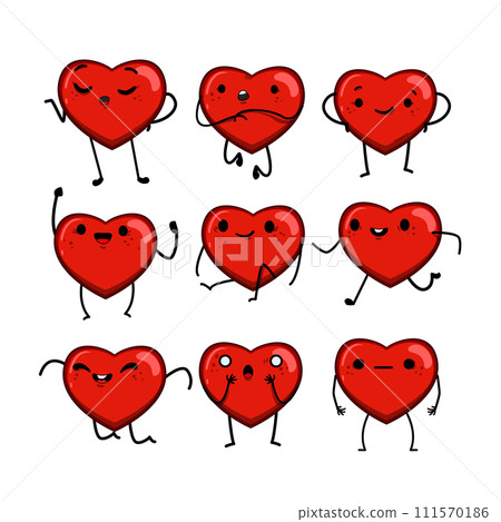 heart character set cartoon vector illustration heart character set cartoon vector illustration 111570186