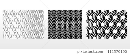Geometric set of seamless black and white patterns. Simple vector graphics Geometric set of seamless black and white patterns. Simple vector graphics 111570190
