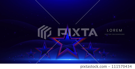 Abstract star glowing blue and red light ray on dark blue background and sparkle. 111570434