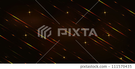 Abstract elegant gold glowing line diagonal with lighting effect sparkle on black background. 111570435