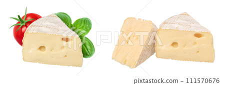 Camembert cheese isolated on white background with full depth of field 111570676