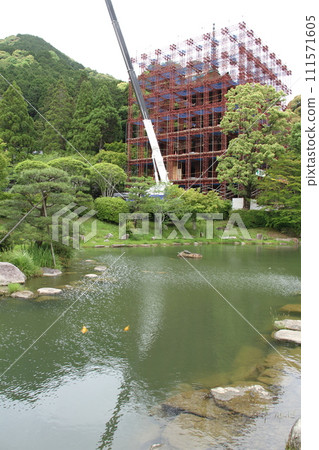 Rurikoji Temple under repair work Five-storied pagoda yamaguchi valuable rare 111571605