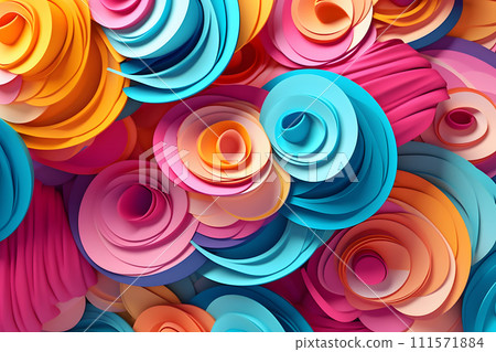 AI-generated content. wallpaper Colourful abstract background vibrant Paper cut shapes Multicolored 111571884