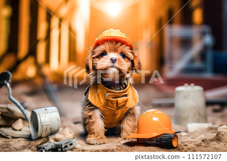 AI-generated content. sweet dog handyman worker outfit, ai generated art 111572107