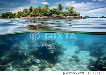 AI-generated content. beautiful crystal clear sea water in summer ai generated art 111572313