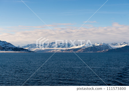 Arctic landscape with beautiful lighting in Svalbard 111573800