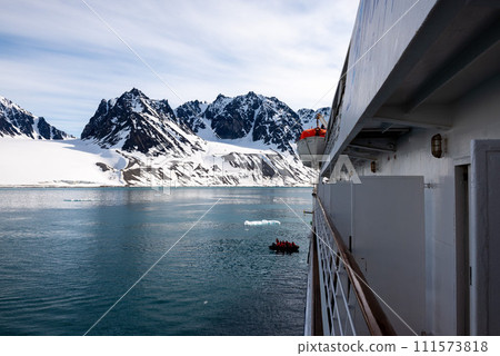 Arctic landscape with beautiful lighting in Svalbard 111573818