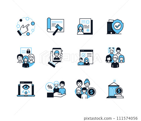Foster family and adoption - line design style icons set 111574056