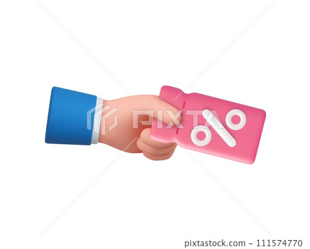 3d hand holds a coupon 3d hand holds a coupon 111574770