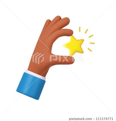 3d hand hold star icon. 3d hand hold star icon. 111574771