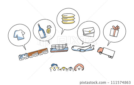 Logistics that supports life, logistics set illustration material 111574863