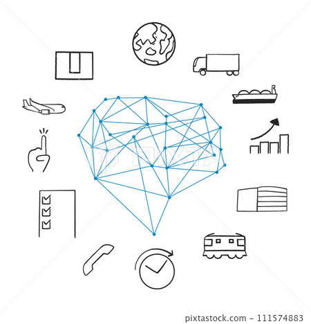 Logistics connected by network icon set illustration material Logistics connected by network icon set illustration material 111574883