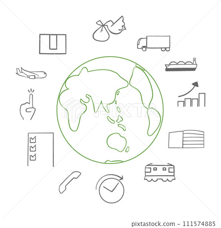 Logistics connecting the world icon set illustration material Logistics connecting the world icon set illustration material 111574885