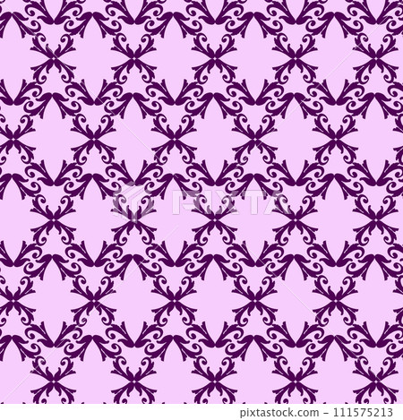Vector damask vintage baroque ornament. Retro pattern antique style. Seamless luxury violet geometry pattern. Royal wallpaper. Gothic background. Vector ornament. Vector damask vintage baroque ornament. Retro pattern antique style. Seamless luxury violet geometry pattern. Royal wallpaper. Gothic background. Vector ornament. 111575213