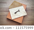 Old books, letters and keys on the desk 111575999