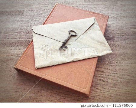 Old books, letters and keys on the desk 111576000