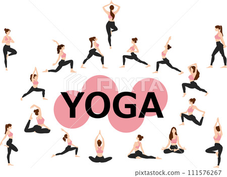Illustration set of women doing yoga 111576267
