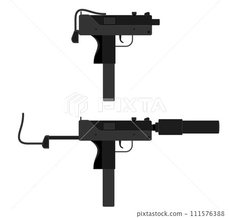 submachine machine hand gun weapons stock vector illustration 111576388