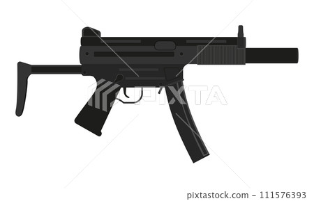 submachine machine hand gun weapons stock vector illustration 111576393