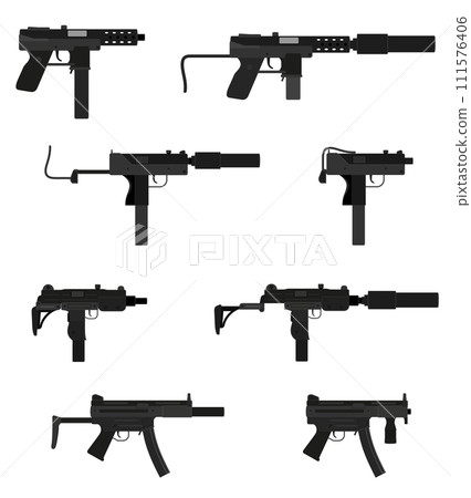 submachine machine hand gun weapons stock vector illustration submachine machine hand gun weapons stock vector illustration 111576406