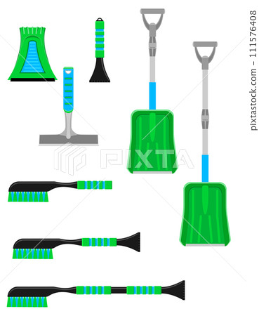 car snow removal tools vector illustration car snow removal tools vector illustration 111576408