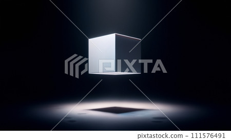 3D渲染的立方體漂浮在空中 111576491