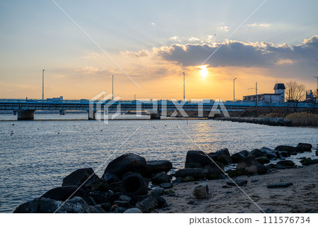 Sunset over the Yodo River Sunset over the Yodo River 111576734