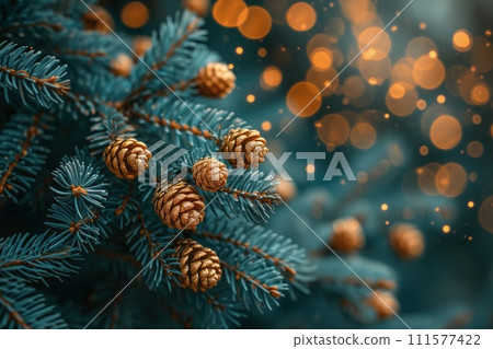 fir branches close up 111577422