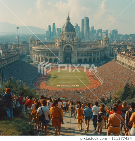 crowd of people at the stadium 111577424