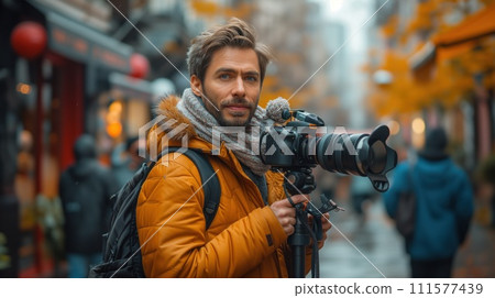 journalist interview on the street 111577439