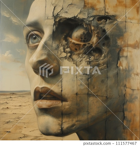 stone face in surrealism style 111577467