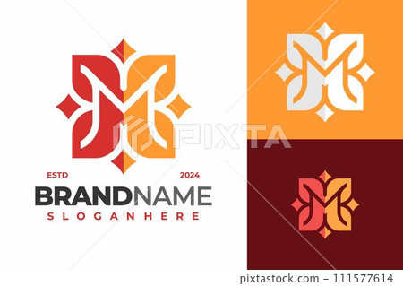 Letter M Flowers Logo design vector symbol icon illustration 111577614