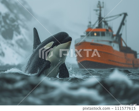 killer whale in the sea 111577615