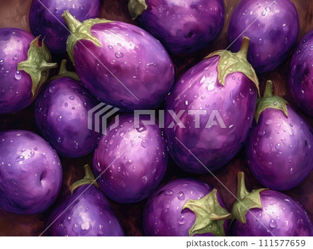 eggplant top view vegetable background 111577659