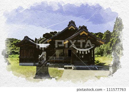 水彩風格上越伊田神社主樓 新潟縣上越市 水彩風格上越伊田神社主樓 新潟縣上越市 111577763