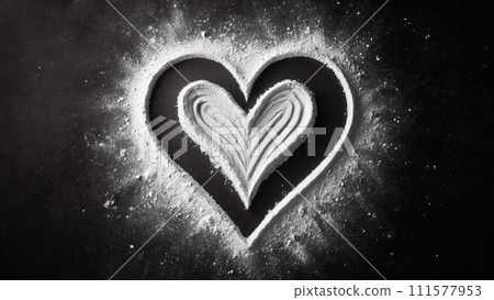 由白色粉末製成的心形標記 由白色粉末製成的心形標記 111577953