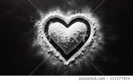 由白色粉末製成的心形標記 由白色粉末製成的心形標記 111577954
