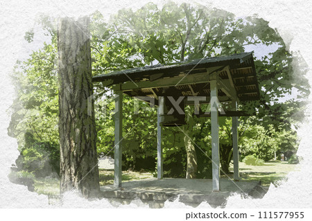 水彩風格上越Gochi國分寺鐘聲 新潟縣上越市 水彩風格上越Gochi國分寺鐘聲 新潟縣上越市 111577955
