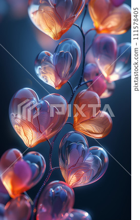 vertical background with transparent hearts and nature theme 111578405