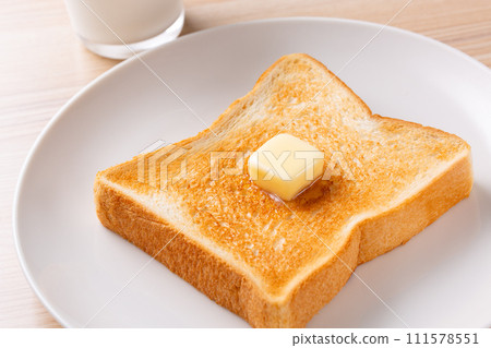 butter toast and milk 111578551