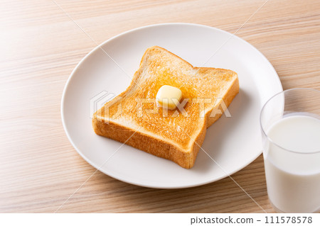 butter toast and milk 111578578