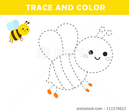Cute bee tracing and coloring book included 111578622