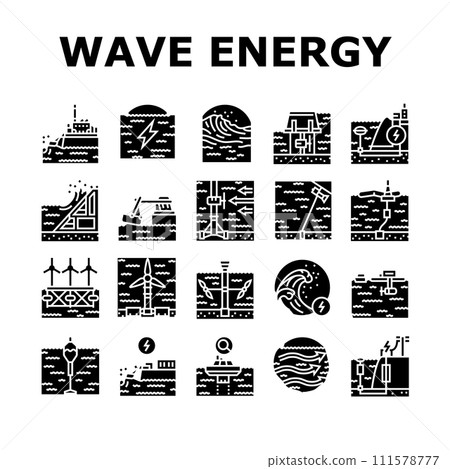 wave energy power tidal icons set vector 111578777