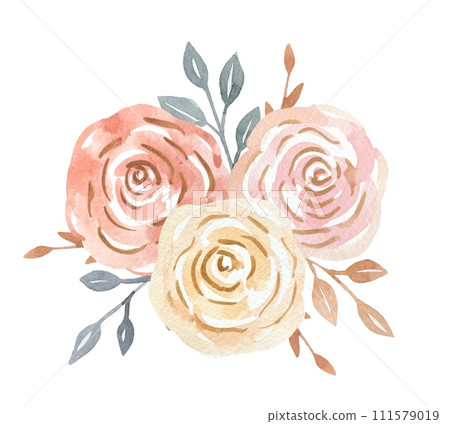 Hand drawn abstract watercolor flowers 111579019