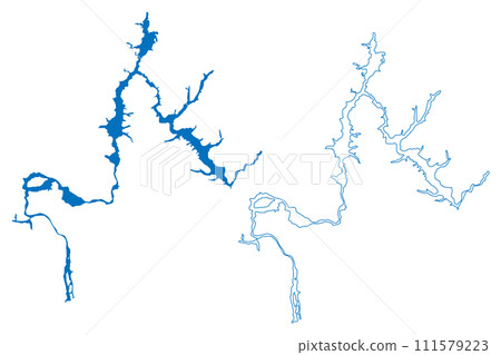 Ust-Ilimsk Lake (Russian Federation, Russia) map vector illustration, scribble sketch Reservoir Ust Ilimsk Dam map 111579223