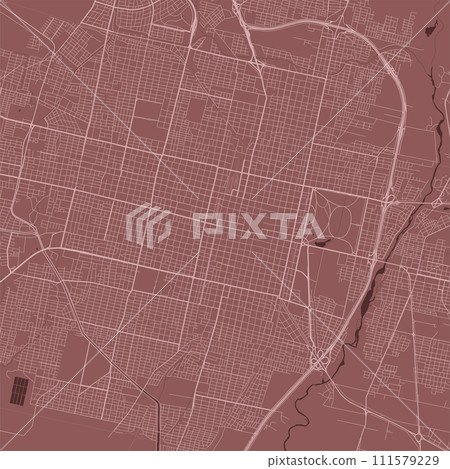 Red San Miguel de Tucuman map, Argentina, detailed municipality map, skyline panorama. Decorative graphic tourist map of San Miguel de Tucuman territory. Vector illustration. Red San Miguel de Tucuman map, Argentina, detailed municipality map, skyline panorama. Decorative graphic tourist map of San Miguel de Tucuman territory. Vector illustration. 111579229