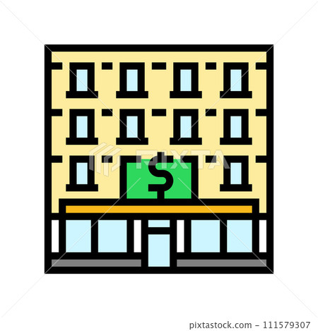 tax bank building color icon vector illustration tax bank building color icon vector illustration 111579307