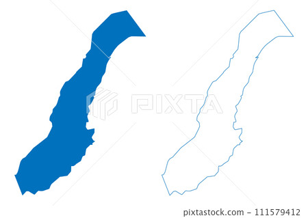 Emilio Lopez Zamora Lake (Mexico, United Mexican States) map vector illustration, scribble sketch Reservoir Emilio Lopez Zamora or Ensenada Dam map 111579412