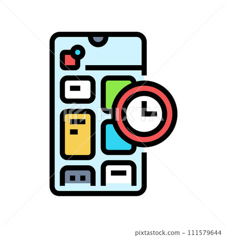 blocking app time management color icon vector illustration 111579644